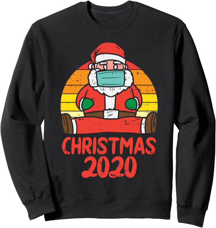 Santa Face Mask Christmas 2020 Xmas Quarantine Pajamas Gift Sweatshirt