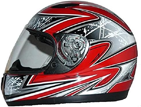 Protectwear Kinder-Motorradhelm, Rot/Silber, SA03-RT, Grösse: YXL / Youth XL (61/62 cm) S (Youth XL)