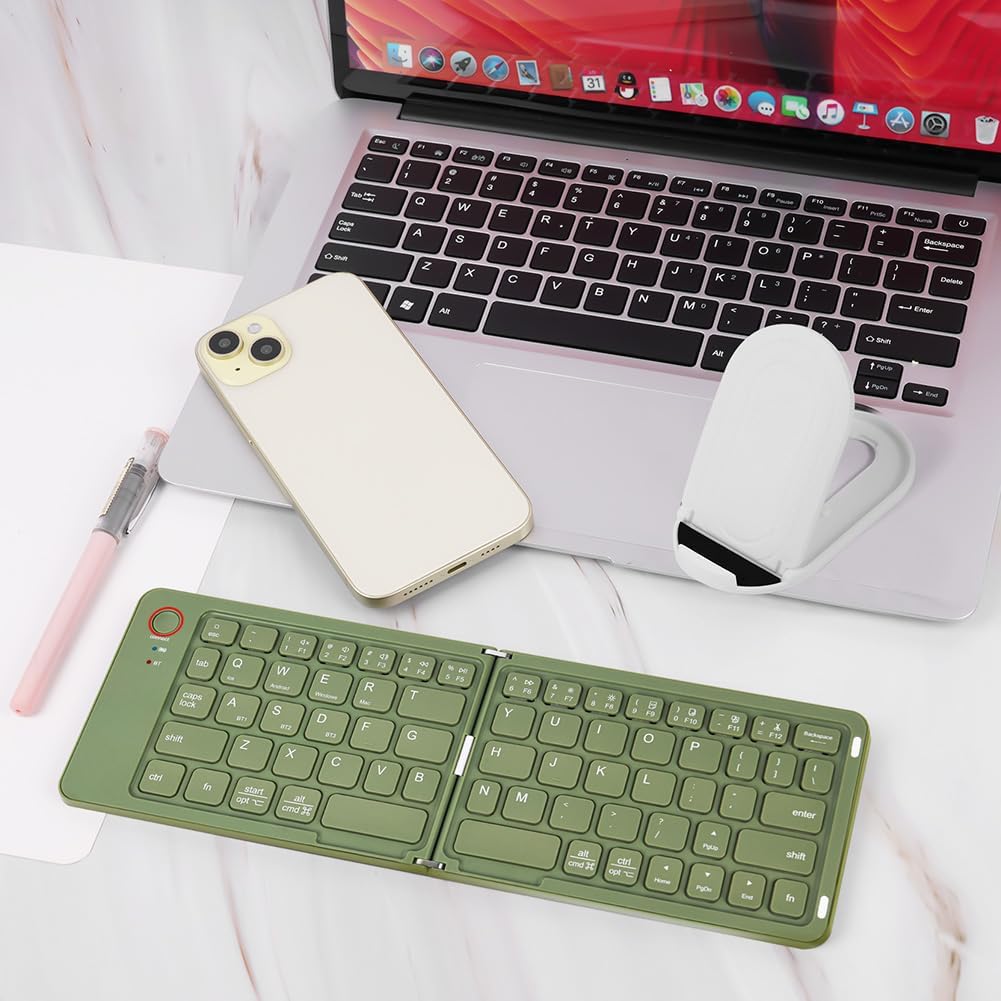Aolso Faltbare Tastatur Klappbar, Wiederaufladbare kabellose Mini-Tastatur für iOS, Android, Windows