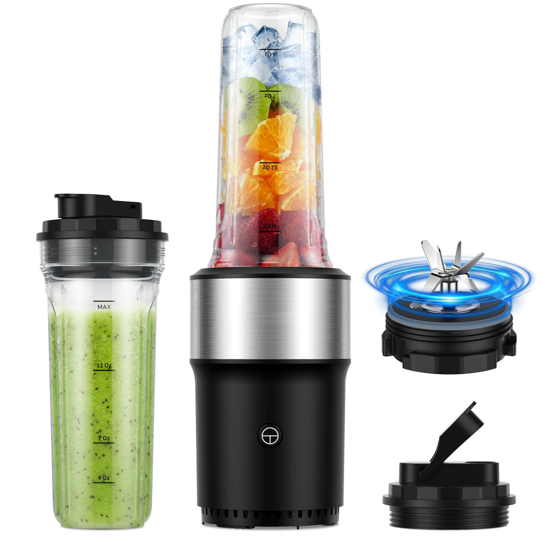SHARDOR Smoothie Maker, 900W, StandMixer mit 2 * 650ml Flasche | Smoothie Mixer mit Edelstahl 6-Klin