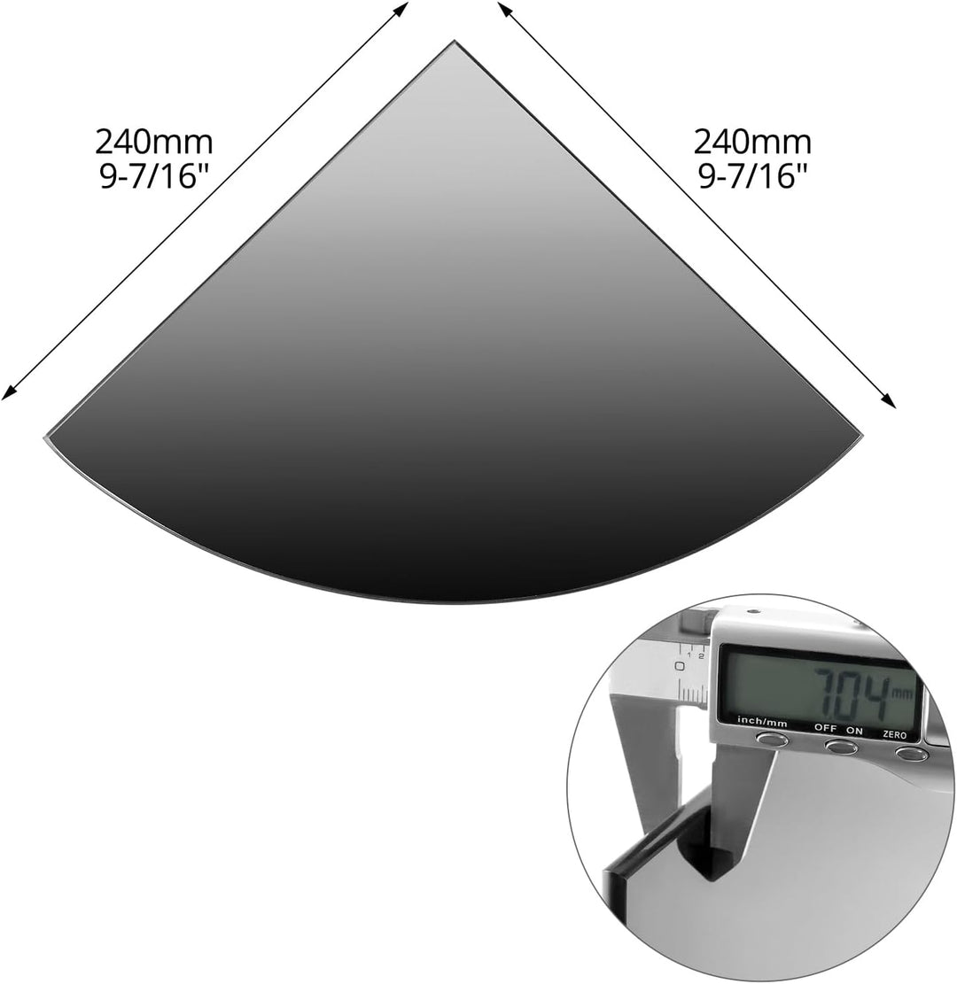 QWORK® 24cm Glas Eckregal Duschregal Badregal in Schwarz mit Montagezubehör - 6mm Verstärktes Glas -