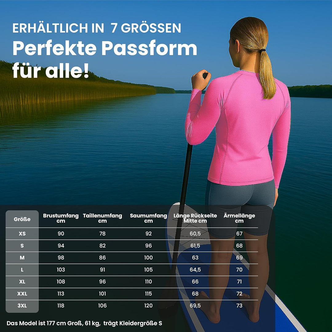 iQ-UV Sportshirt Damen Langarm – Elastisches UV Shirt für Damen für Wasser & Sport – Rash Guard mit