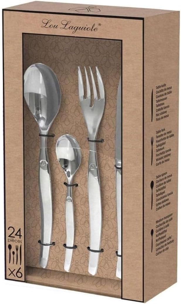 LOU LAGUIOLE - JET | Besteck Set 6 Personen | 24-teilig | Spülmaschinenfest | aussergewöhnlicher Cha