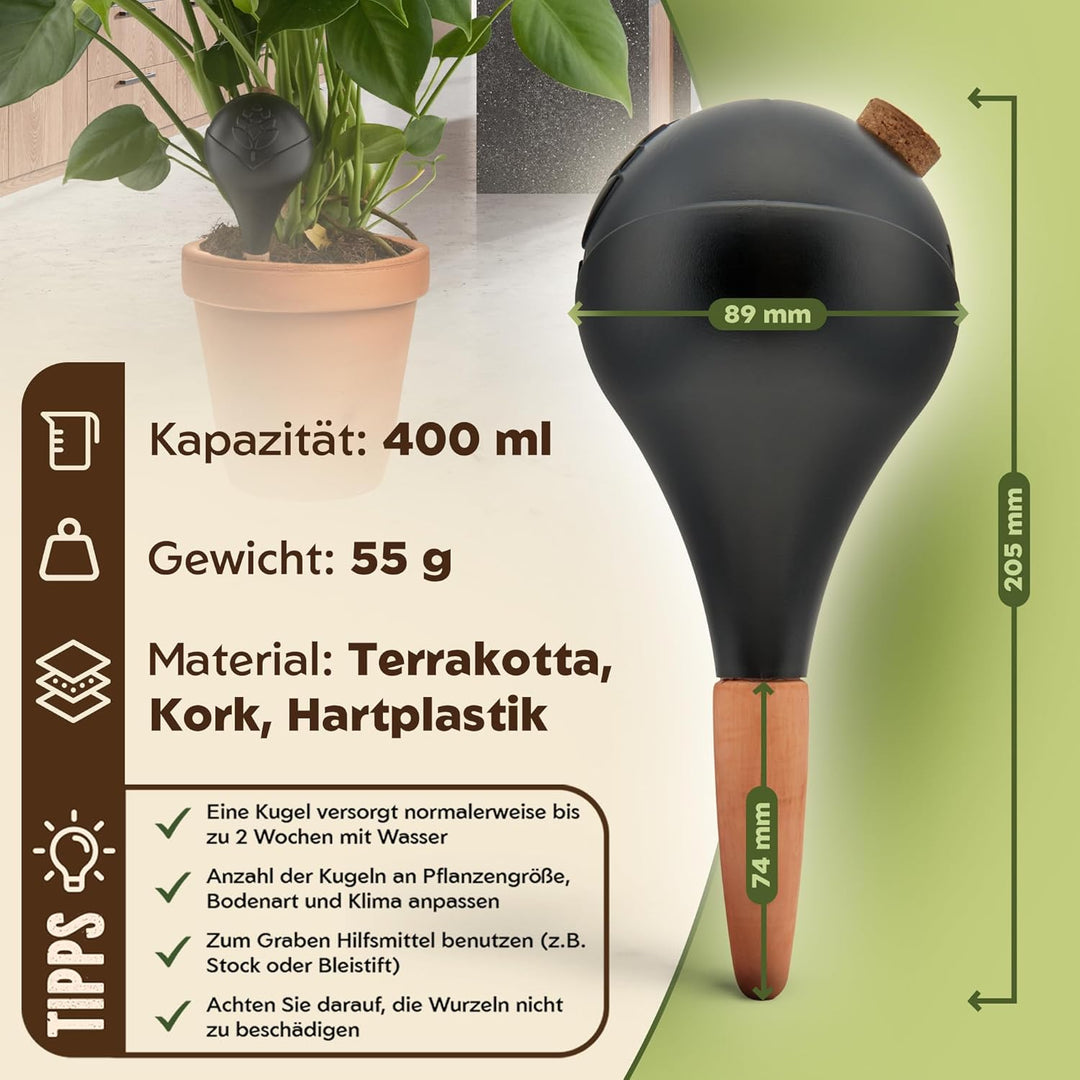 Bewässerungskugeln - XL (400 ml) - automatische Pflanzen Bewässerung - Wasserspender Pflanzen - Tonk