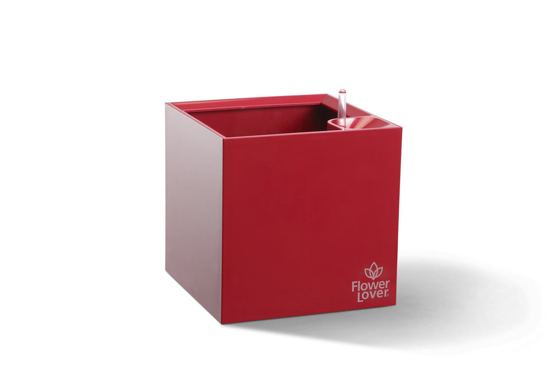 Flower lover Pflanzgefäss mit Bewässerungssystem Cubico, Rot, 27 x 27 x 27 cm, Rot