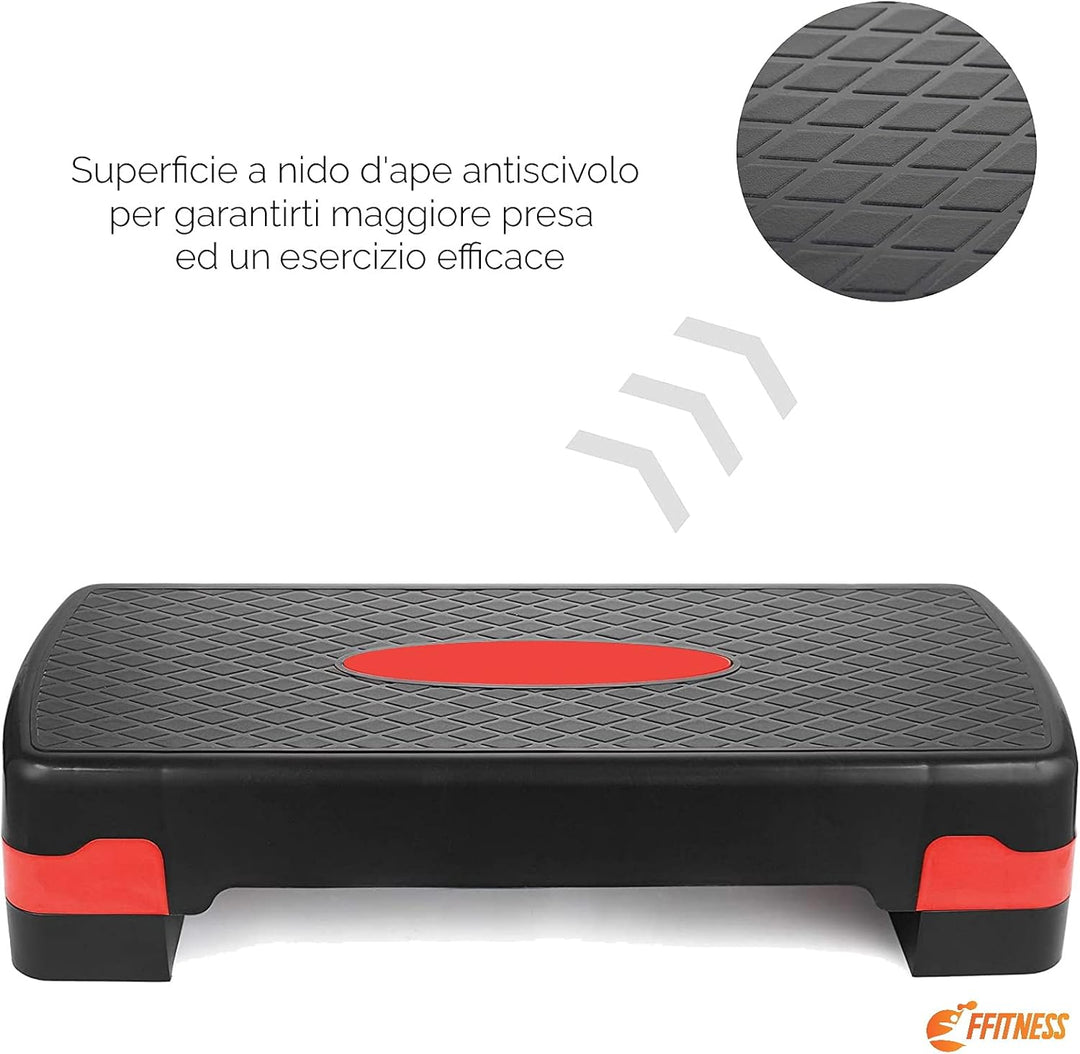FFITNESS Multifunktionaler Step für Aerobic und Fitness Tapboard mit Stufen, verstellbar, 2 Höhen, r