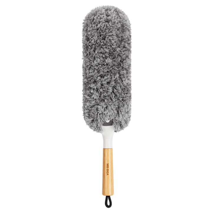 MR.SIGA Staubwedel Mikrofaser, waschbar Staubwischer mit Bambusgriff, Staubmagnet für Haushaltreinig