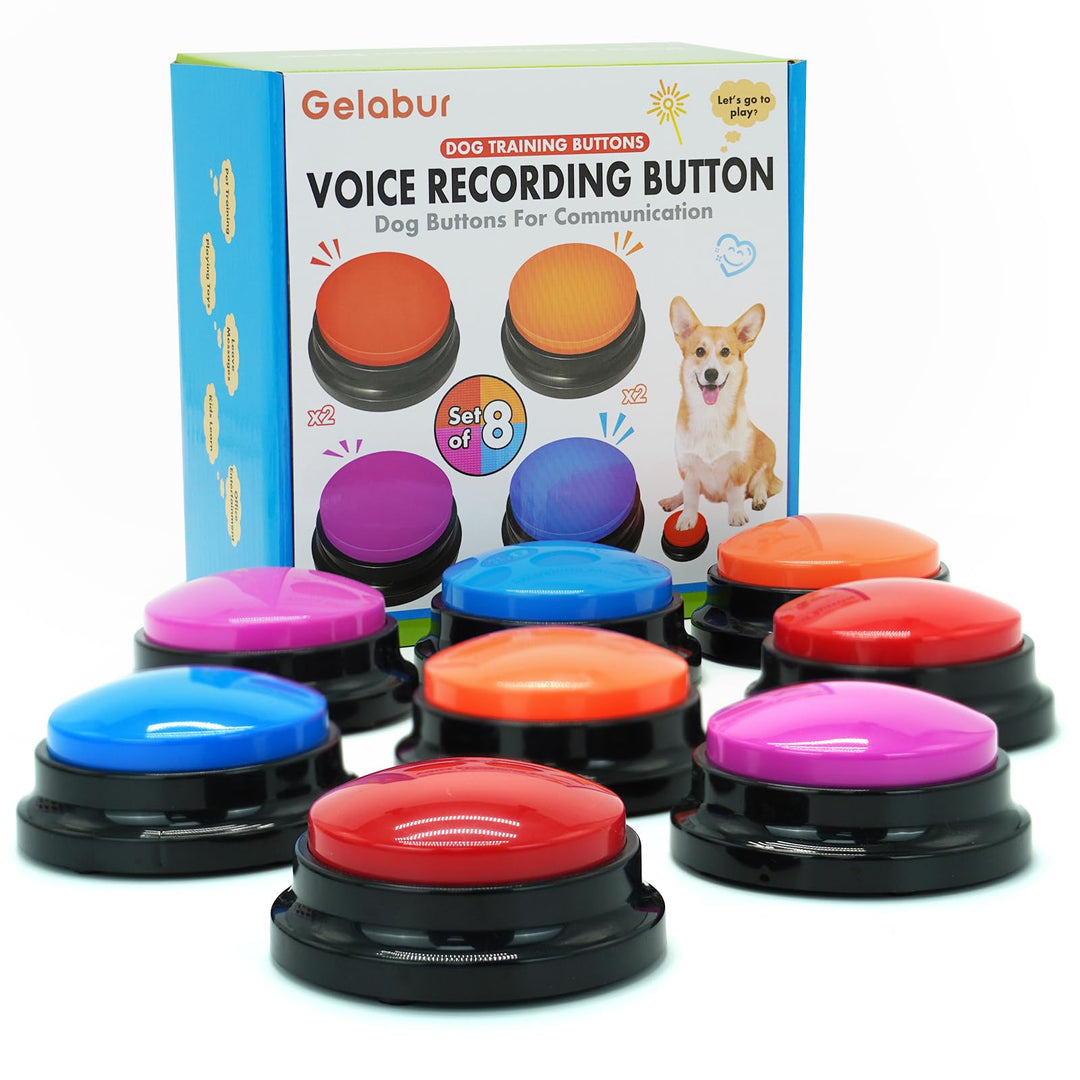 Gelabur Set von 8 Hunde-Tasten für die Kommunikation, Sprachaufzeichnbare Taste, Hunde Training spre