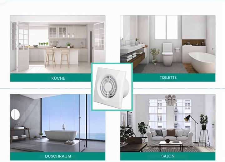 IN-OV - M100 (ø 100 mm) – Abluftventilator + Rückschlagventil, 10 W-95 m³/h, Badezimmer, Küche, Büro