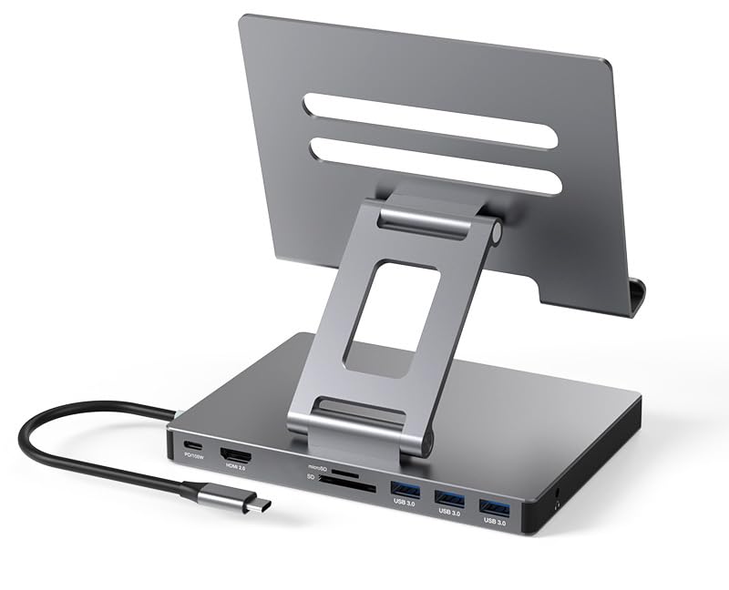 iPad Pro USB C Hub Stand, Adapter für iPad Pro M4 M2 M1 13 12.9 11 Zoll iPad Air Docking Station Fal