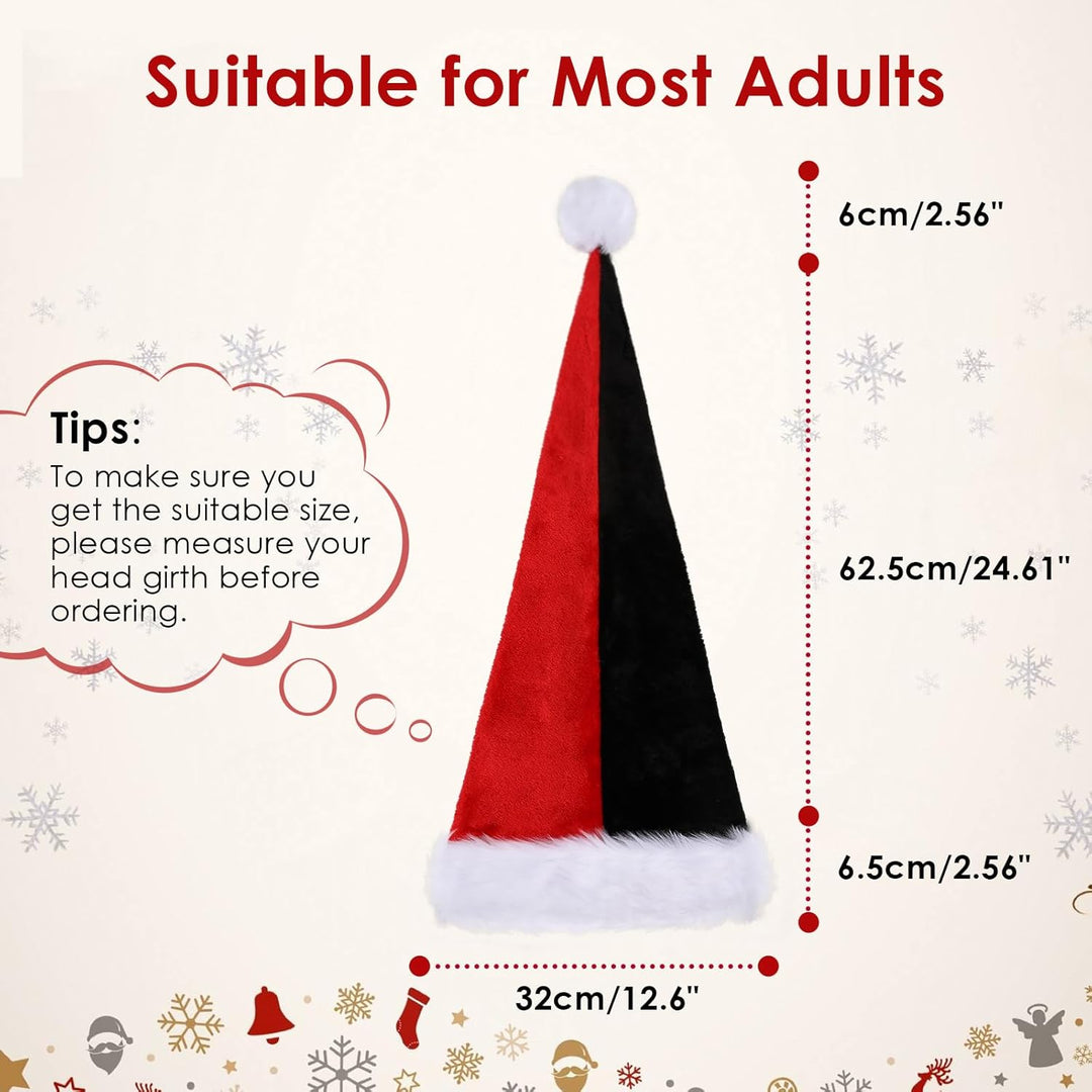 Weihnachtsmütze Verlängerte Erwachsene mit Streifen,Plüsch Weihnachtsmütze für Herren und Damen, San