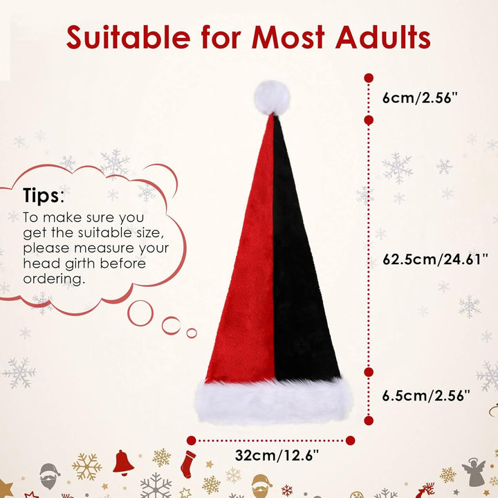 Weihnachtsmütze Verlängerte Erwachsene mit Streifen,Plüsch Weihnachtsmütze für Herren und Damen, San