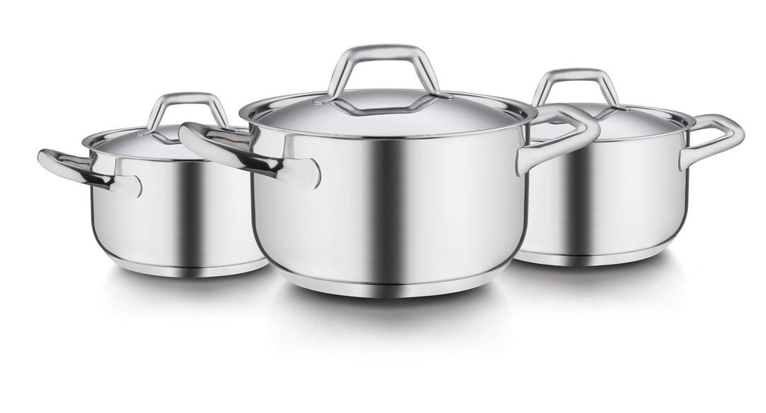 Barazzoni Chef Line Kochgeschirr-Set aus Edelstahl (6-teilig, Pfannen: 16, 20 und 24 cm, Deckel: 16,