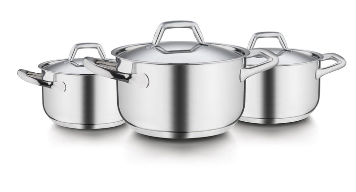 Barazzoni Chef Line Kochgeschirr-Set aus Edelstahl (6-teilig, Pfannen: 16, 20 und 24 cm, Deckel: 16,