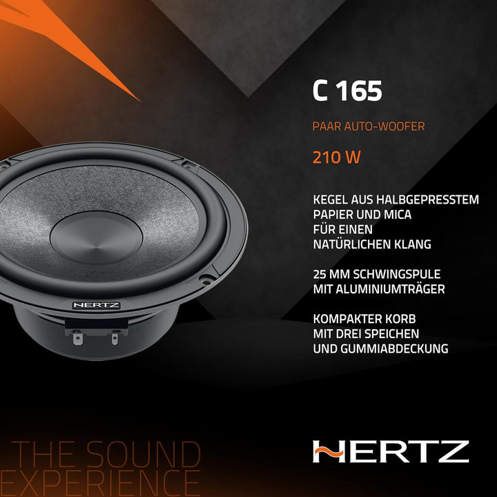 HERTZ Auto 165mm/16,5cm Tiefton/Woofer-Set Lautsprecher/Boxen Cento C165 Single, Single