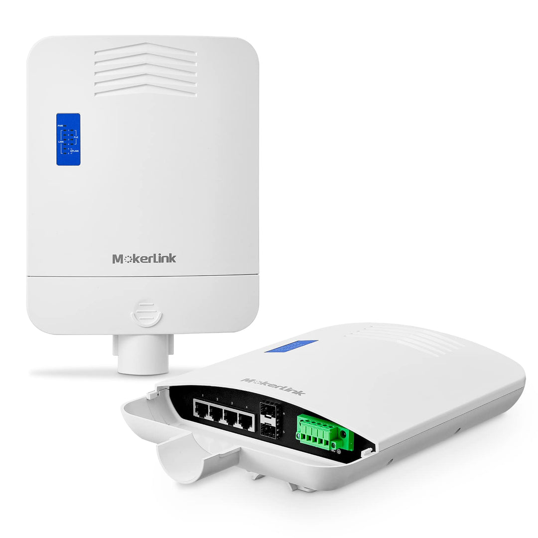 MokerLink Outdoor 6-Port Gigabit PoE Switch, 4 Gigabit PoE, 2 Gigabit SFP, 65W IEEE802.3af/at, IP65