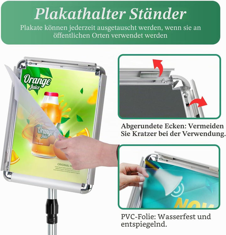 Mutualsign Infoständer A3 Aluminium Plakatständer Höhenverstellbar Posterständer Informationsständer