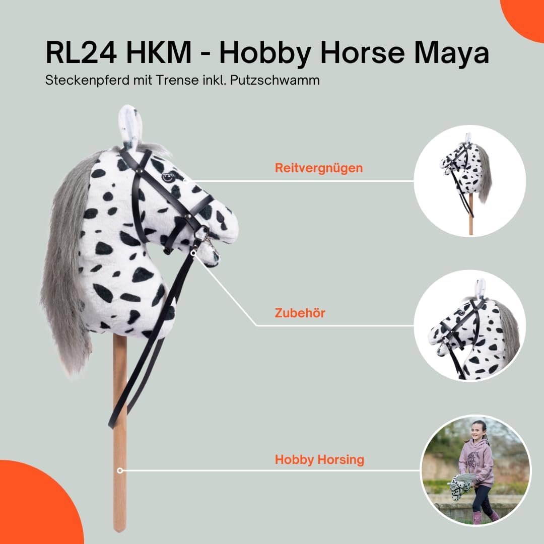 RL24 HKM - Hobby Horse Maya inkl MagicBrush | Steckenpferd mit Trense | Spielpferd aus Plüsch mit Ho