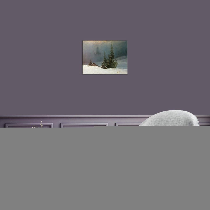 Bilderdepot24 Bild auf Leinwand | Caspar David Friedrich Winterlandschaft mit Kirche in 80x60 cm als