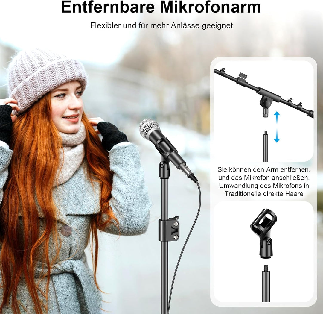 Mikrofonständer,Stativ-Boom-Arm Bodenmikrofonständer mit Höhenverstellbarer heavy - duty ausfhrung f
