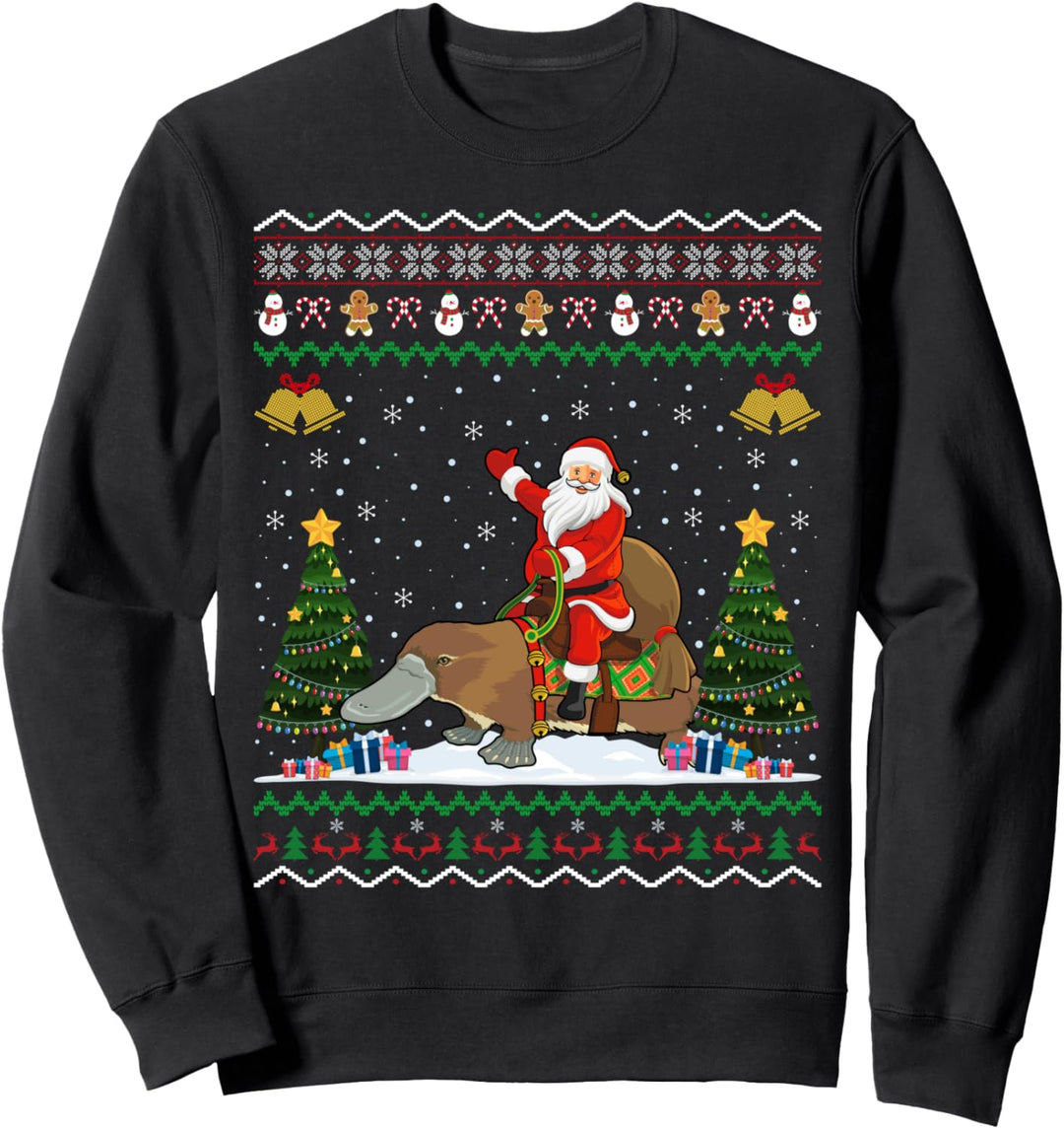 Platypus Ugly Xmas Geschenk Santa Riding Platypus Christmas Sweatshirt
