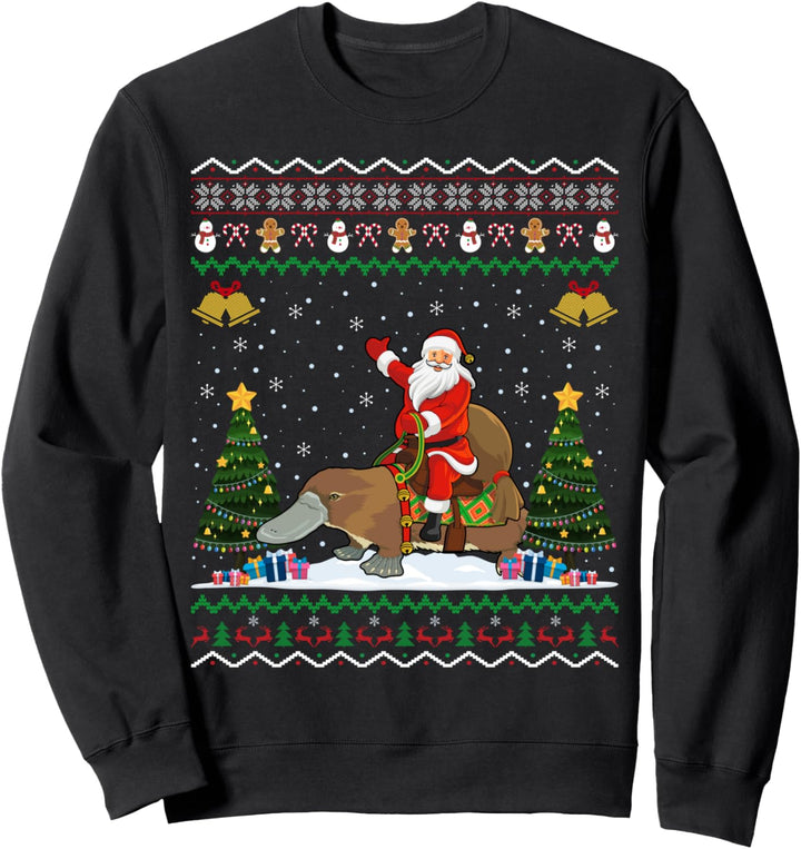 Platypus Ugly Xmas Geschenk Santa Riding Platypus Christmas Sweatshirt