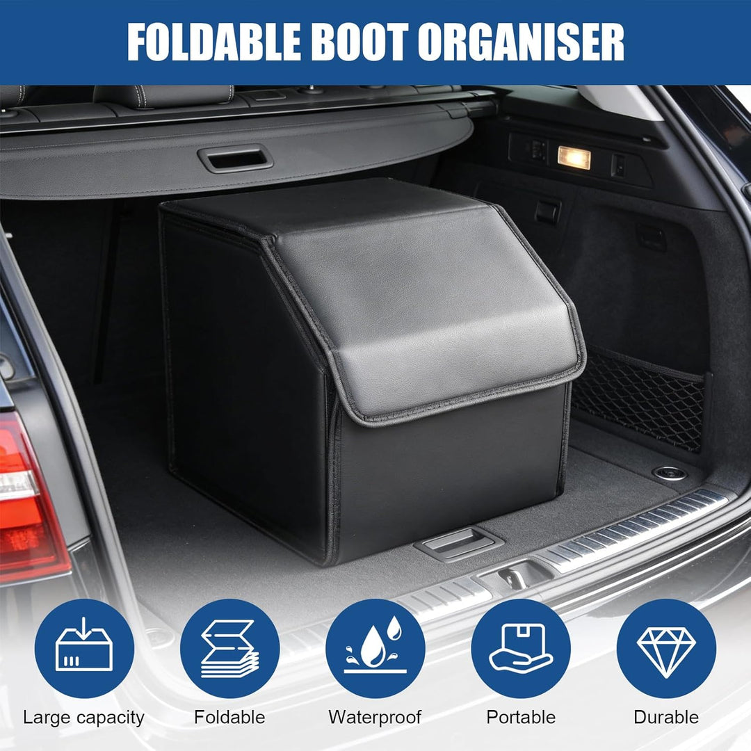 Faltbarer Wasserdichter PU Kofferraum-Organizer – Verschleissfeste Auto Aufbewahrungsbox, Grosser fa