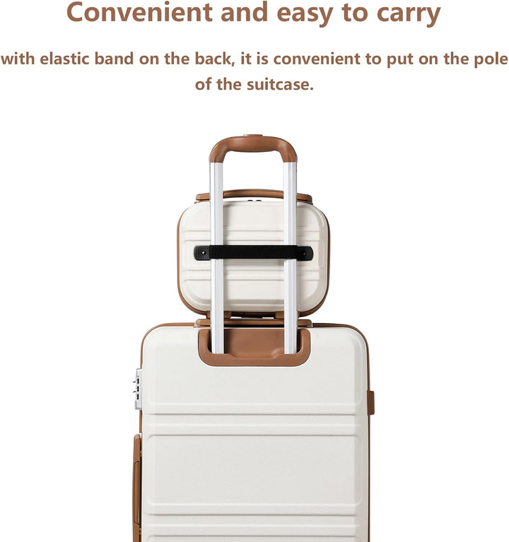 KONO Kosmetikkoffer Hartschale Klein Beautycase Damen Handgepäck, 28x21x15cm (Cremeweiss)