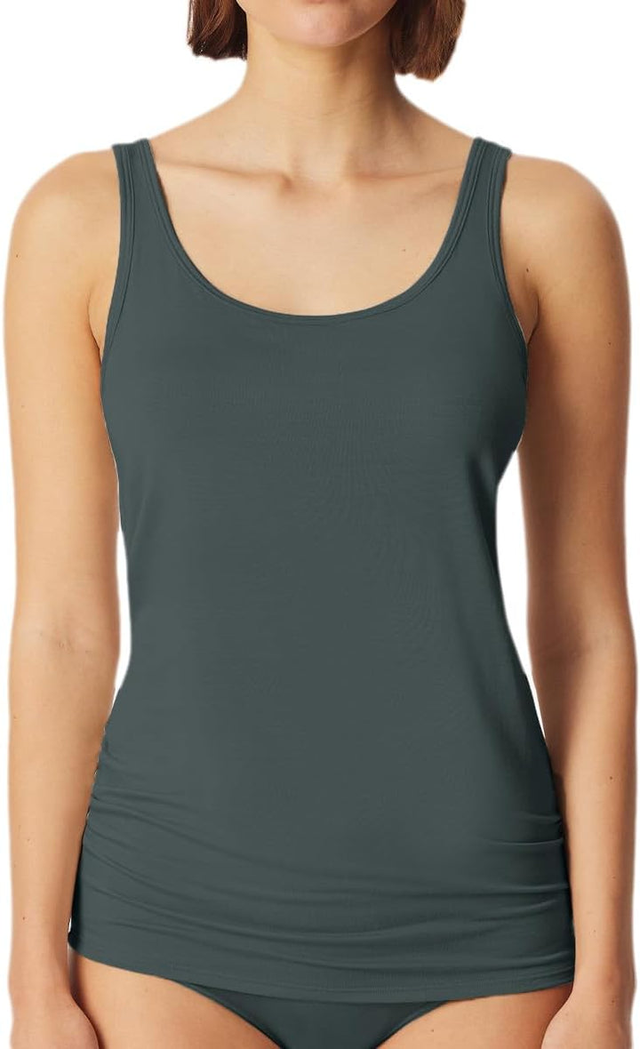Schiesser Damen 2 PACK Trägertop Unterhemd - Modal Essentials 36 Schwarz / Grün, 36 Schwarz / Gr&#xF