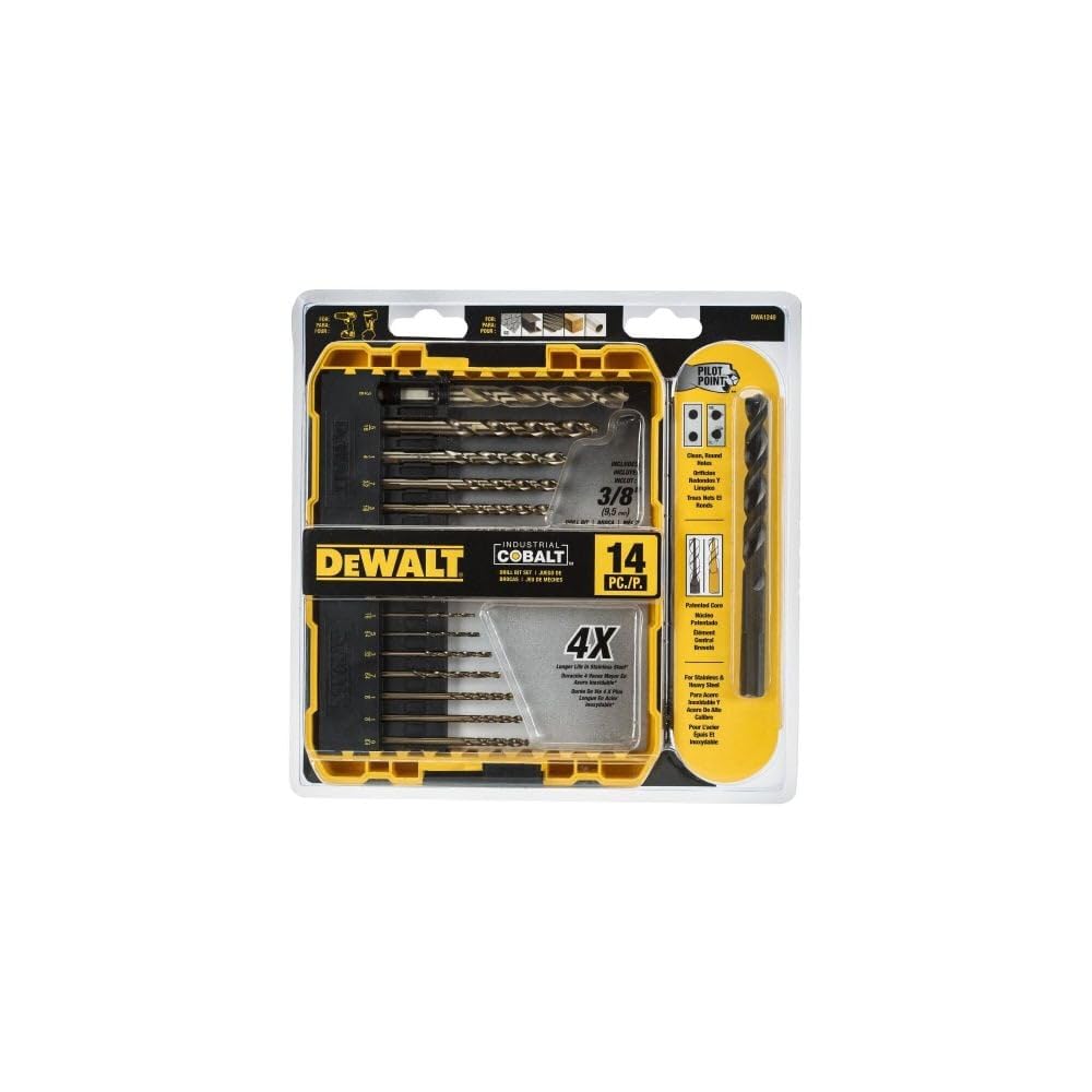DEWALT Cobalt Bohrersatz mit Zentrierspitze, 14-teilig (DWA1240) Kobalt, Kobalt