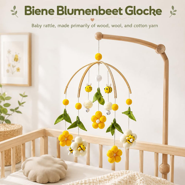 Mobile Kinderbett,Mobile für Wickeltisch,Wickeltisch Mobile mit Filzbällen, Bienen und Blumen,Kinder