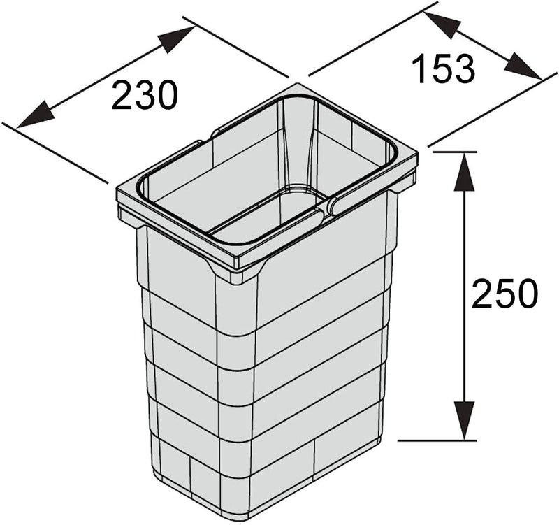 SOTECH eins2vier Abfallsammler Höhe: 250 mm Volumen 7 Liter 230 x 153 mm alugrau 5076 Abfalltrennsys