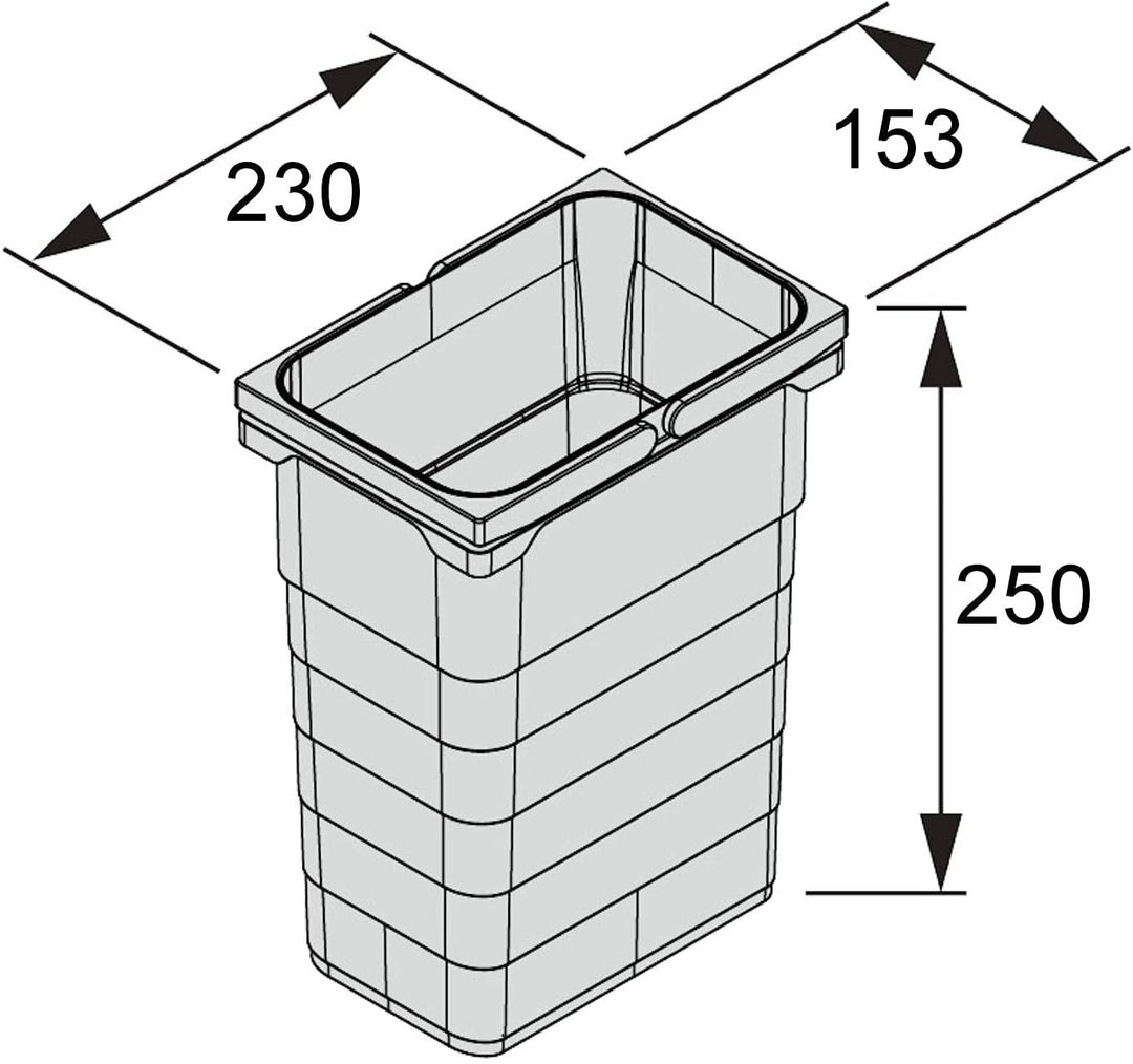 eins2vier Abfallsammler Höhe: 250 mm Volumen 7 Liter 230 x 153 mm dunkelgrau 5076 Abfalltrennsystem