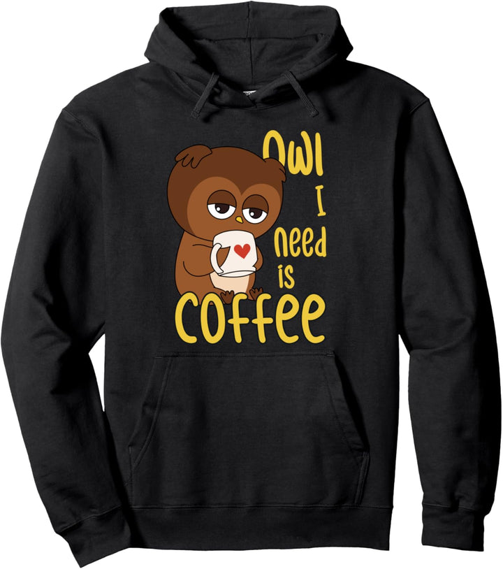 Kaffee Niedliche Eule Montag Büro Müde Eule Pullover Hoodie