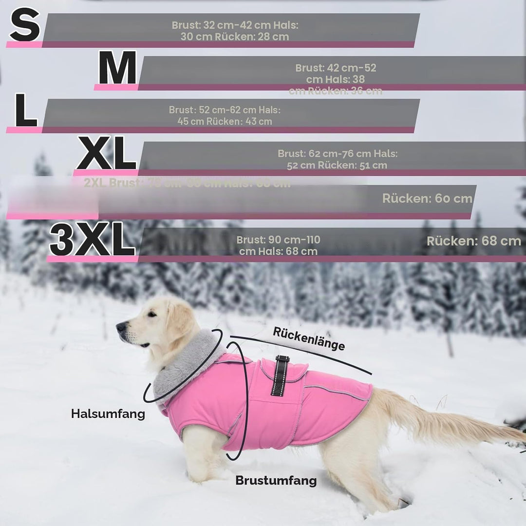 Lelepet Hundejacke Winter Warmer Hundemantel, Wasserdichter Wintermantel Fleece Hundeweste für Mitte