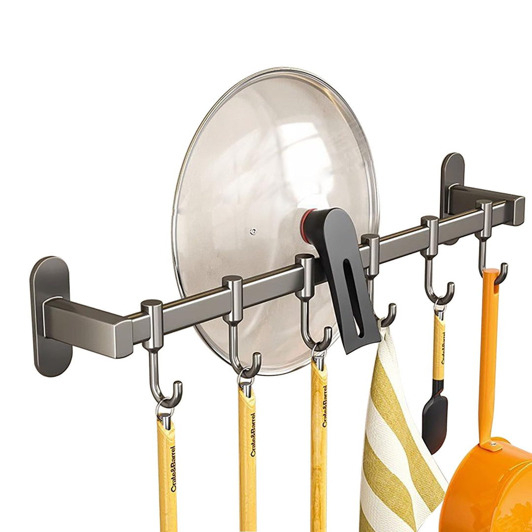 Hakenleiste Küche ohne Bohren mit Messerhalter und Topfdeckelhalter, Küchenutensilienhalter Wand aus