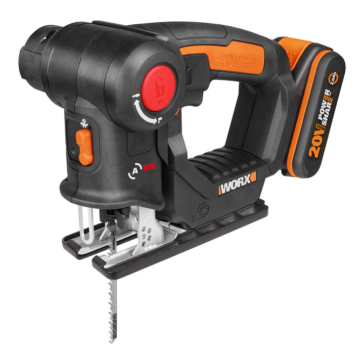 Worx WX550 Axis Akku-Multisäge – Profi Pendelhub-Stich- und Säbelsäge – Ideale 2 in 1 Säge für Holz,