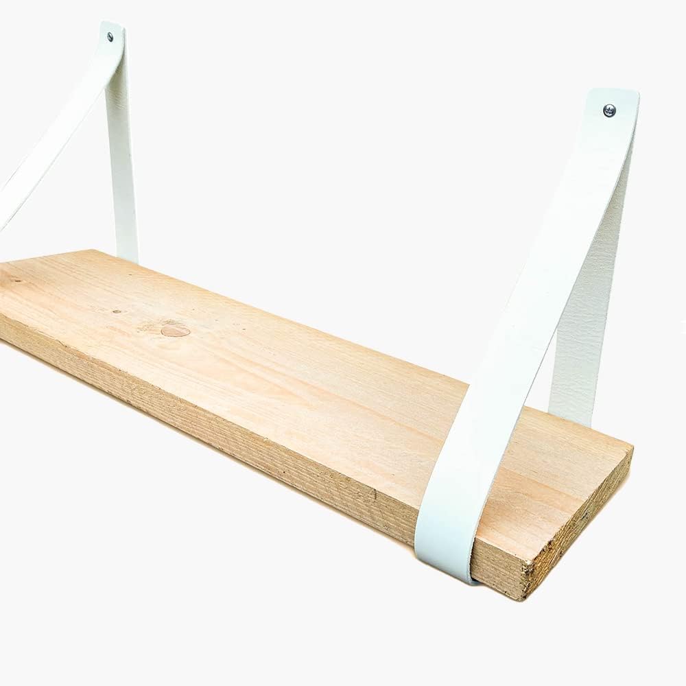 Brute Strength - Regalträger Leder - Weiss - 4 Stück - Regalstützen - Wandstützen - Regalriemen - Vo