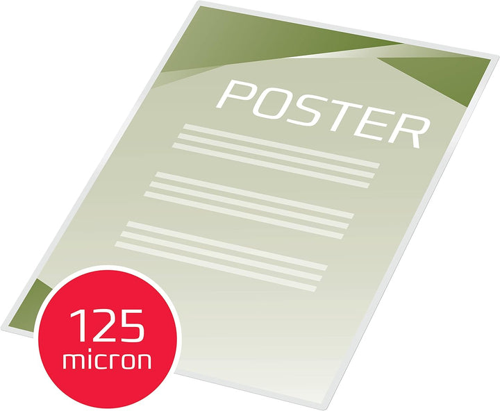 GBC Laminierfolien A2 125 mic, Robuste Laminiertaschen im 100er Pack, Grossformat, Glänzend, Transpa