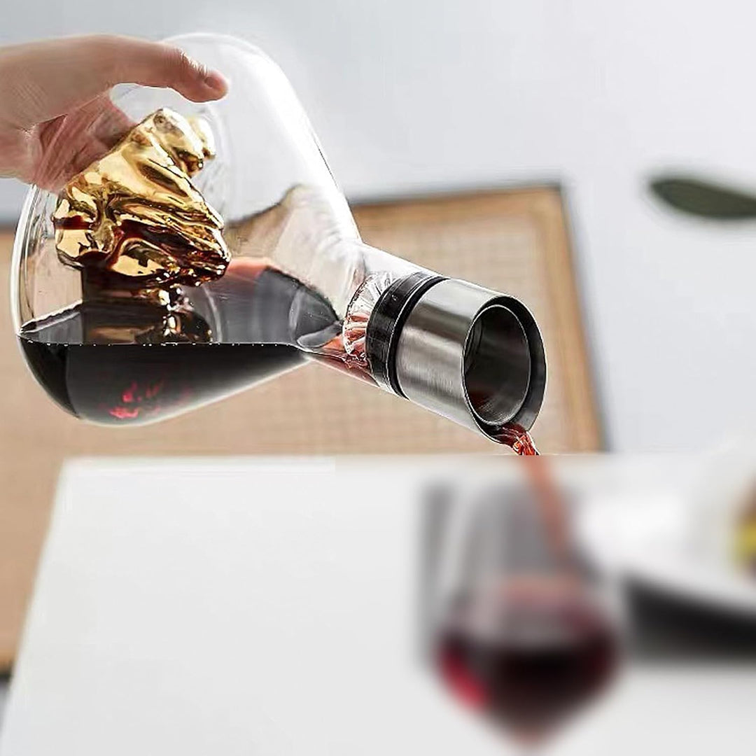 Wine Decanter Set with Aerator Filter, 1.5L Wine Carafe Red Wine Decanter, Lead-Free, Hand Blown Win