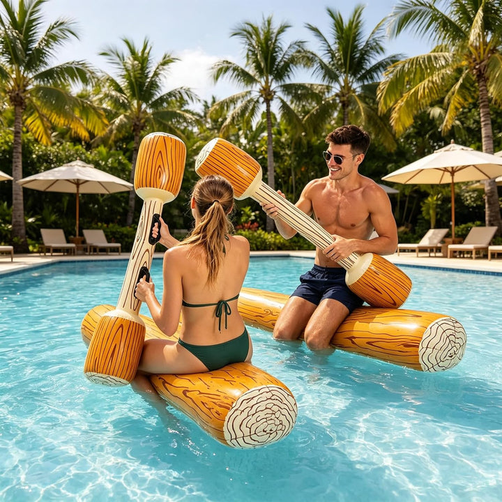 4 Stück Battle Log Raft Pool Spielzeug Aufblasbare Wasserspielzeug Erwachsene Pool Party