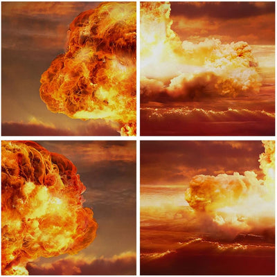 Bilder auf Leinwand 100x70cm Leinwandbild Krieg Atombombe Pilz Apokalypse Gross Wanddeko Bild Schlaf