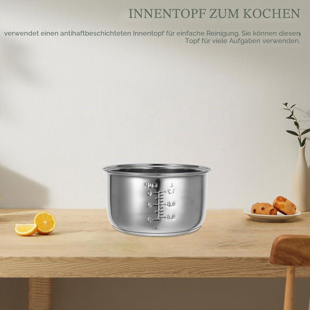 Operitacx Reiskocher aus Edelstahl, Innentopf, Ersatz für Küchenherd, Reiskocher, 3 l silber (3L) 21