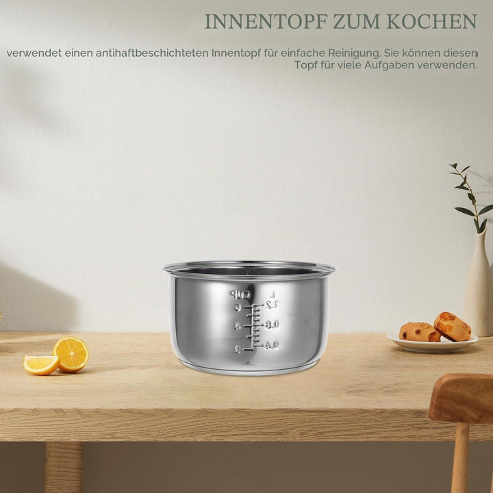 Operitacx Reiskocher aus Edelstahl, Innentopf, Ersatz für Küchenherd, Reiskocher, 3 l silber (3L) 21