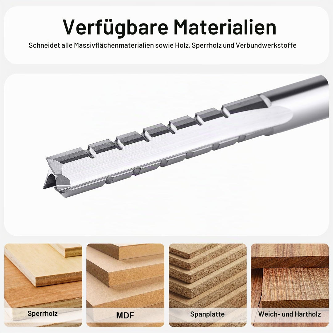 SpeTool 3 Flöten Gerader Hartmetall-Fräser mit Wolframkarbidspitze 6 mm Schaftdurchmesser 32 mm Schn