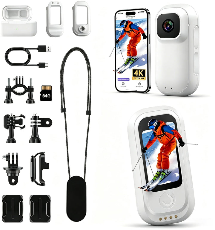 360° Action Cam Mini Actionkamera 1080P Bodycam Unterwasserkamera 30m/98ft Wasserdicht WiFi Kamera V