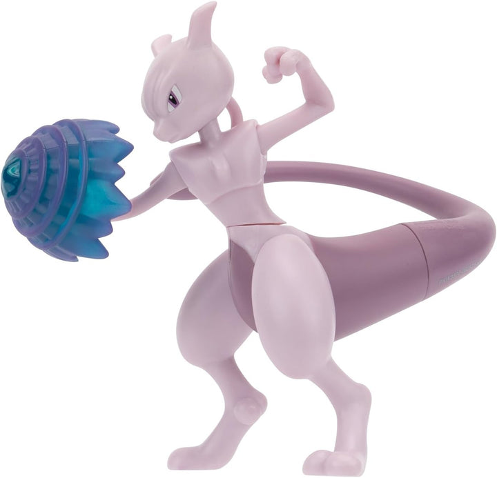 Pokémon PKW3370 - Battle Feature Figure - Mewtu, offizielle bewegliche Figuren, 11,5 cm