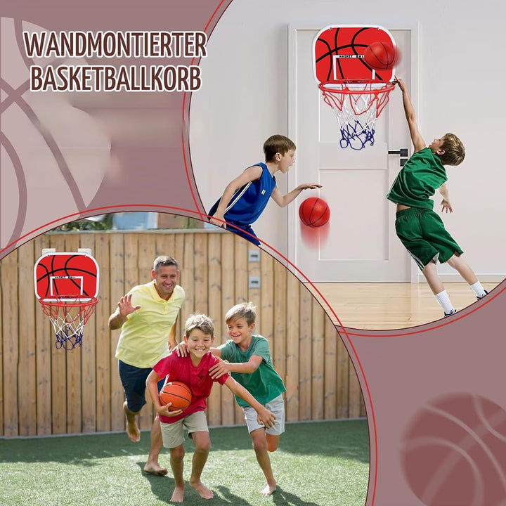 Basketballkorb für Zimmer, Mini Basketballkorb Indoor mit Ballpumpe und 2 Bällen, Basketball Korb im