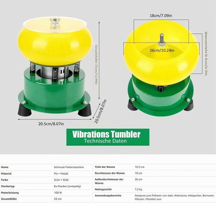 Poliermaschine 100 W vibrierende Poliertrommel Vibrationsbecher Polieren bis 5 KG, Rotary Jewelry Tu