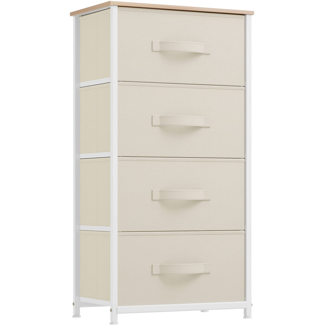 YITAHOME Kommode, 4 Stoffschubladen mit Griffen, Aufbewahrungsschrank, Schubladenschrank, Schrank, M